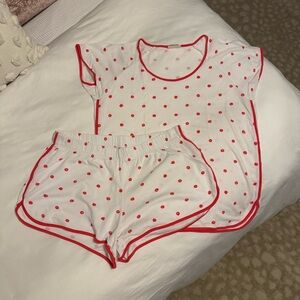 Women's LAKE Red Polka Dot Pima Pajama Set